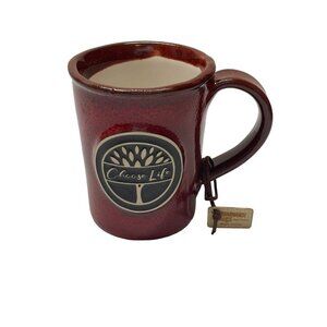 JJ Potts Handmade Choose Life Red Coffee Mug Cup Made in USA Tree Of Life W/ Tag